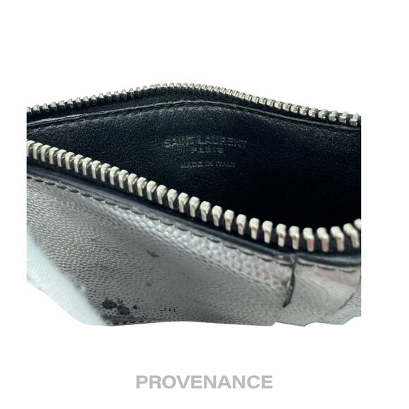 🔴 Saint Laurent Paris SLP Fragment Zip Card Wallet - Metallic Silver - Picture 7 of 7